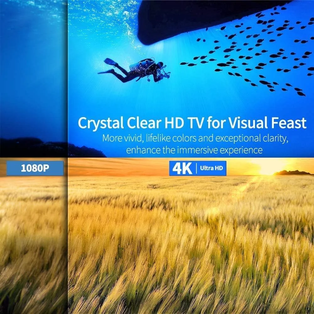 آنتن تلویزیون دیجیتال HD تقویت شده، گیرنده دوربرد 300 مایل، آنتن HDTV داخلی با تقویت کننده، پشتیبانی از کانال های تلویزیونی 4K 1080P VHF UHF و همه تلویزیون ها، با کابل کواکسیال 13 فوتی HDTV، I5-BK-Xhb-22