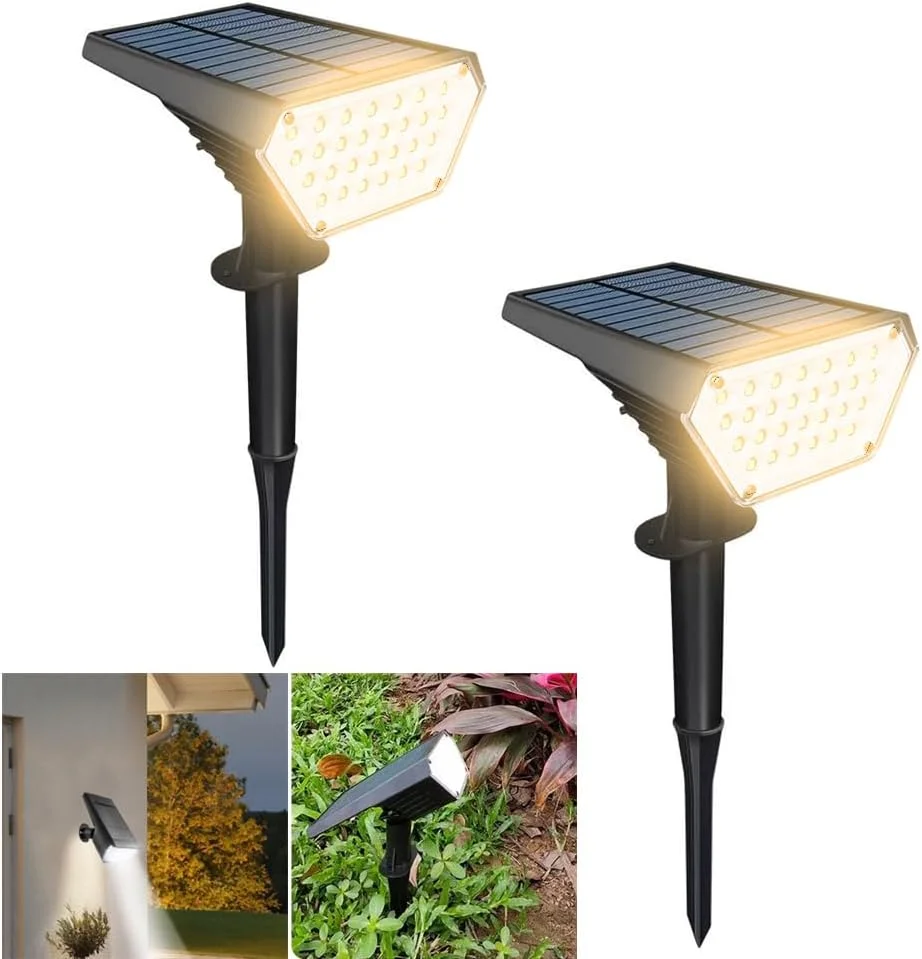 چراغ های خورشیدی نقطه ای KEPHTH، مناسب فضای باز، دارای 28 LED، 2 در 1، چراغ های محوطه سازی خورشیدی، دارای 2 حالت، ضد آب IP65، چراغ های دیواری سیلابی با انرژی خورشیدی از غروب تا سپیده دم، مناسب برای مسیر باغ حیاط بیرونی
