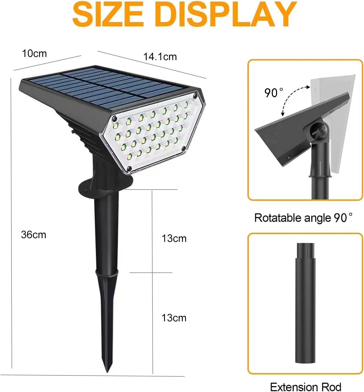 چراغ های خورشیدی نقطه ای KEPHTH، مناسب فضای باز، دارای 28 LED، 2 در 1، چراغ های محوطه سازی خورشیدی، دارای 2 حالت، ضد آب IP65، چراغ های دیواری سیلابی با انرژی خورشیدی از غروب تا سپیده دم، مناسب برای مسیر باغ حیاط بیرونی
