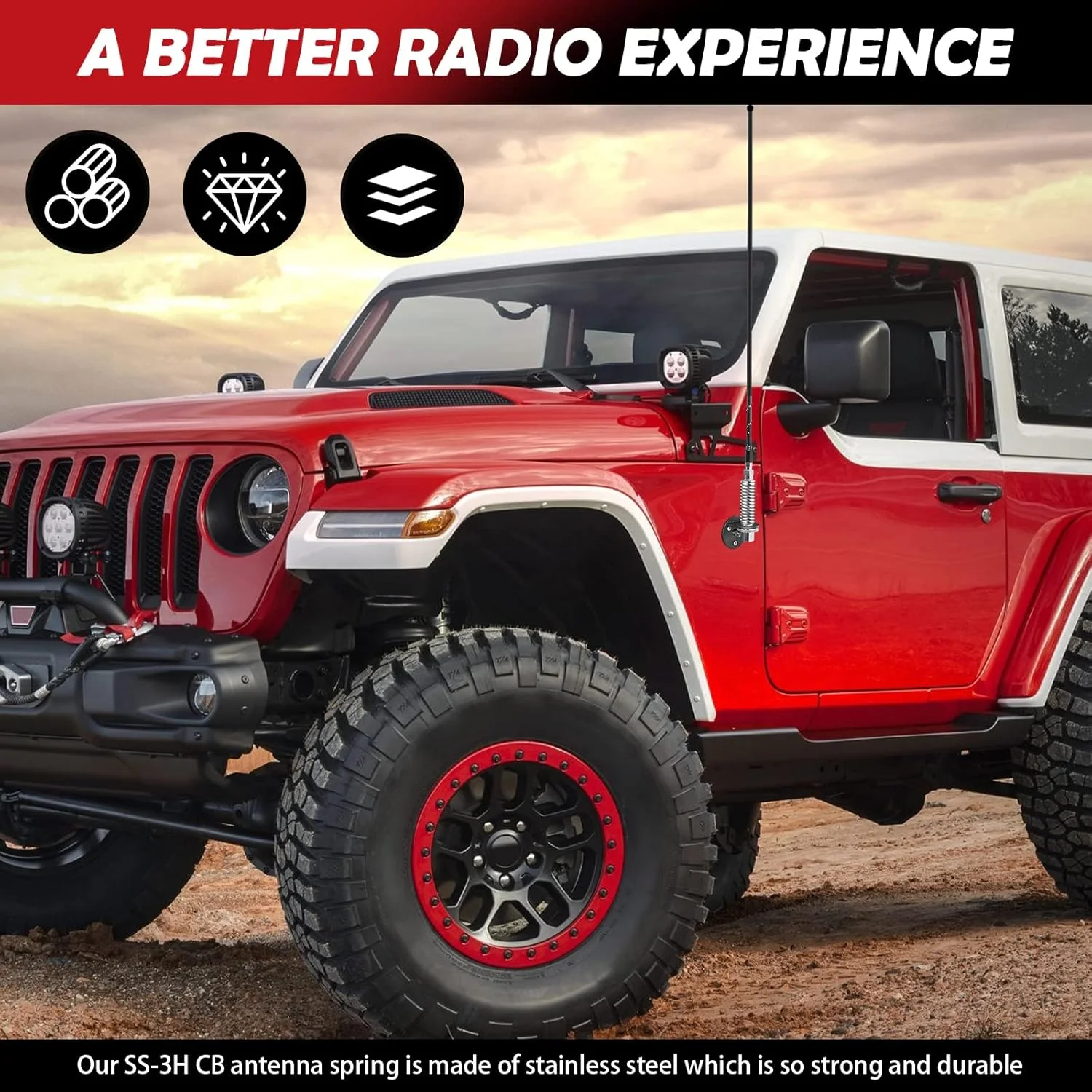 فنر آنتن Marketty SS-3H، فنر آنتن استیل ضد زنگ سنگین، مناسب برای آنتن هایی تا طول 60 اینچ و رزوه های استاندارد 3/8 اینچ در 24