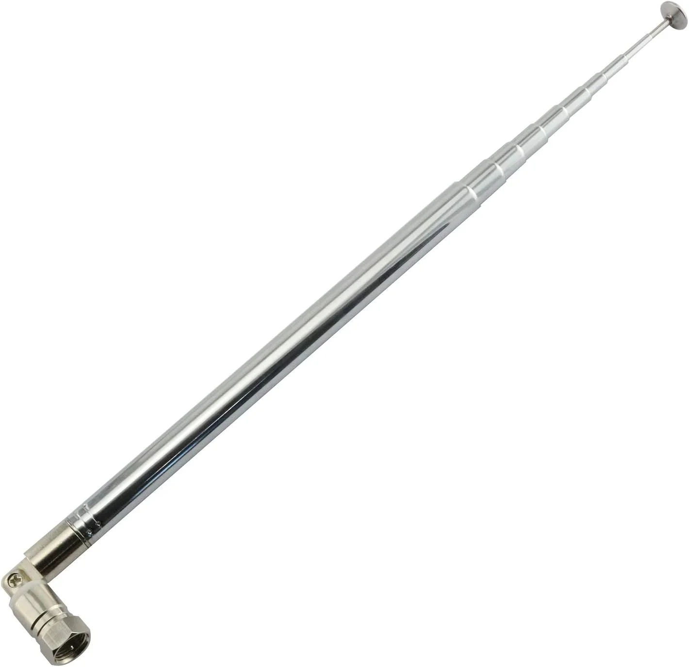 آنتن تلسکوپی FM مکس مورال، یک عدد، با کانکتور نری F، دارای 10 بخش، 1.2 متر، 75 اهم، برای رادیو تلویزیون DAB AM/FM، جایگزینی برای گیرنده استریو رادیویی صوتی خانگی