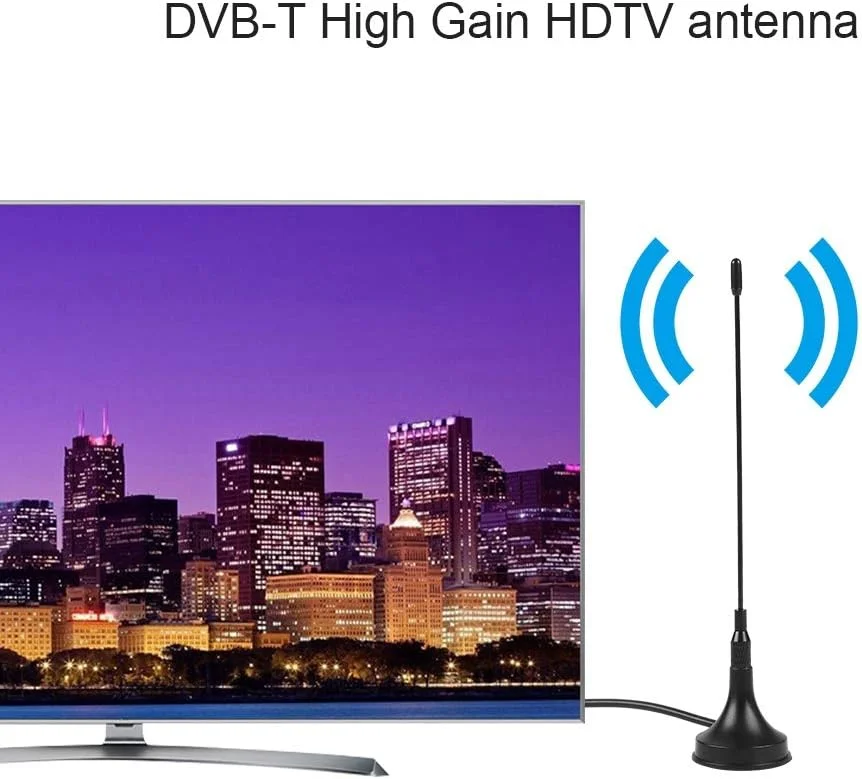 آنتن دیجیتال داخلی HDTV با قابلیت نصب مغناطیسی باند دوگانه UHF/VHF برای گیرنده تلویزیون داخلی با پایه مغناطیسی 10DB با عملکرد عالی و سیگنال های تلویزیون آنالوگ