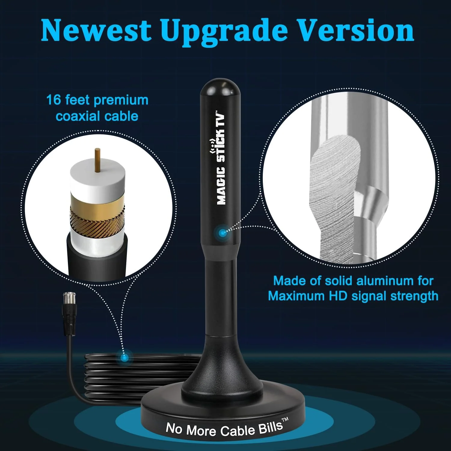 آنتن تلویزیون مجیک استیک برای تلویزیون هوشمند - آنتن تلویزیون چند جهته MS-45MAX - آنتن تلویزیون شفاف همانطور که در تلویزیون دیده می شود - آنتن های تلویزیون 4k 1080p HD (وضوح بالا) - آنتن تلویزیون داخلی همه جهته - مشکی