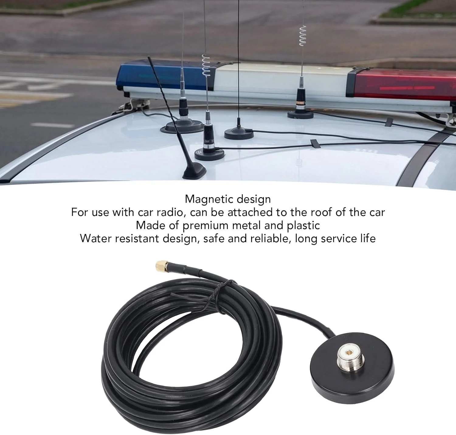 پایه آنتن مغناطیسی، کابل 5 متری RG58 SMA نر به PL 259 SO 239 UHF مادگی، ضد آب، پایه مغناطیسی آنتن، برای رادیو خودرو