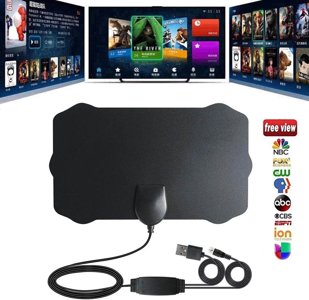 آنتن تلویزیون دیجیتال داخلی LOOKPET HDTV، تقویت شده با برد 60 مایل، تقویت کننده هوشمند سیگنال برای کانال های تلویزیونی رایگان 4K 1080P