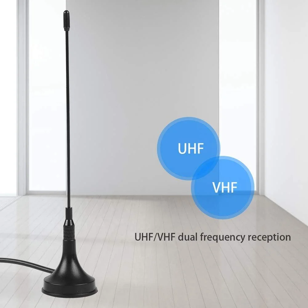آنتن دیجیتال داخلی HDTV با قابلیت نصب مغناطیسی باند دوگانه UHF/VHF برای گیرنده تلویزیون داخلی با پایه مغناطیسی 10DB با عملکرد عالی و سیگنال های تلویزیون آنالوگ