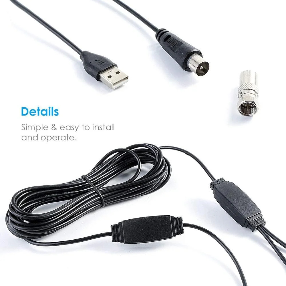 آنتن دیجیتال تقویت شده LOOKPET HDTV 1080P مناسب فضای باز 30dBi HD ATSC TV قابل حمل 80 مایل