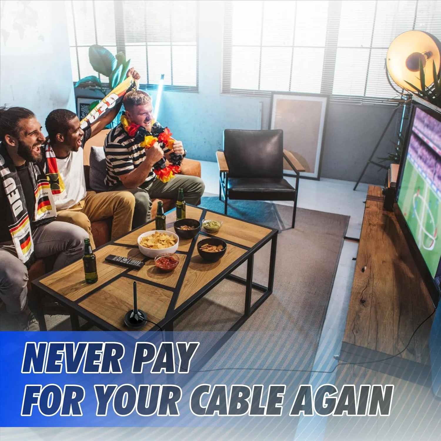 آنتن تلویزیون دیجیتال داخلی جدید 2024 با پایه مغناطیسی قوی، گیرندگی 360 درجه و برد بلند برای کانال های محلی، نصب آسان، پشتیبانی از 4K 1080p برای کانال های محلی رایگان (DT012-11)