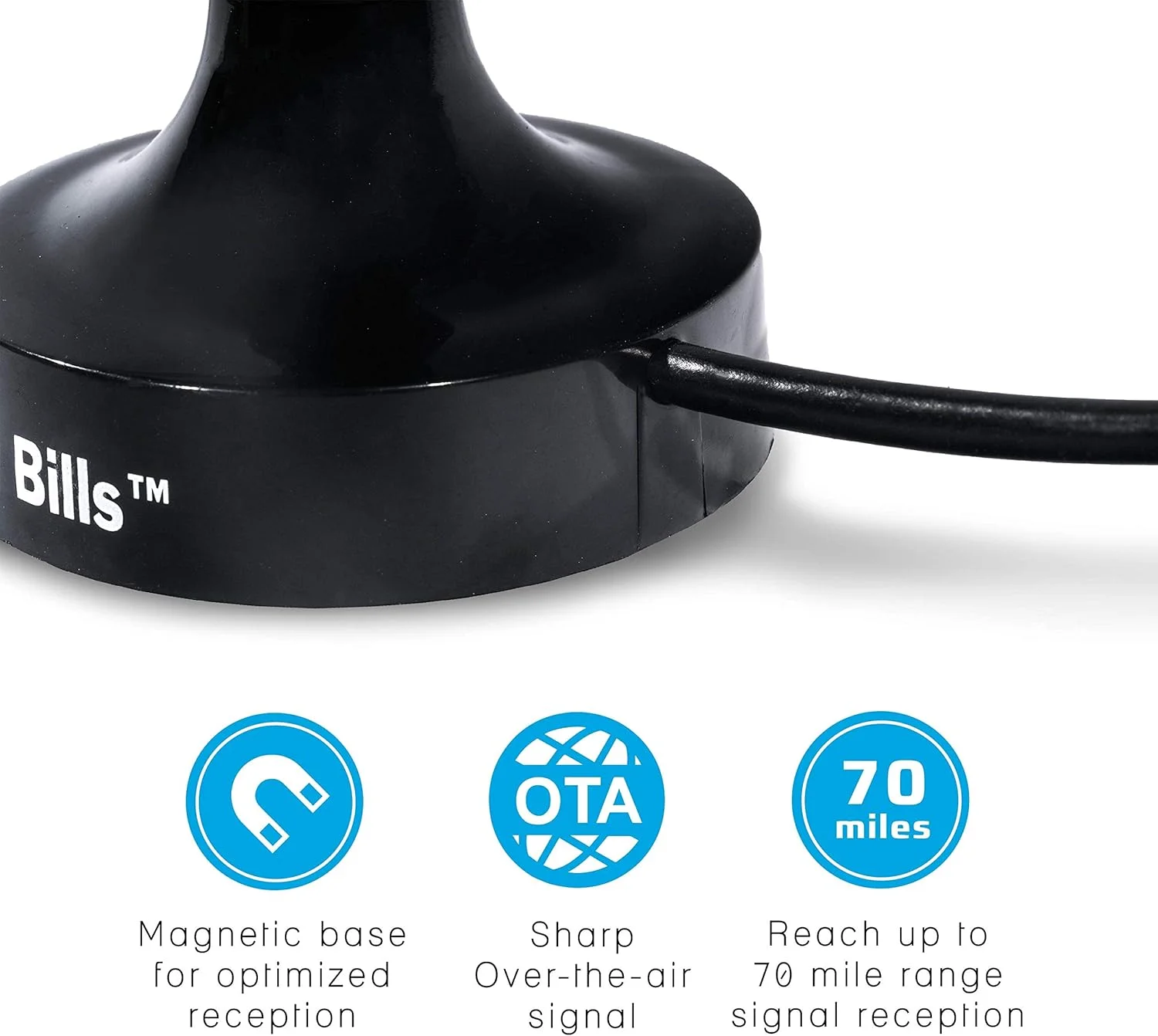 آنتن دیجیتال داخلی تقویت شده HD مدل Magic Stick TV MS-50A برای کانال های HDTV 1080P، کابل کواکسیال 5 متری مشکی