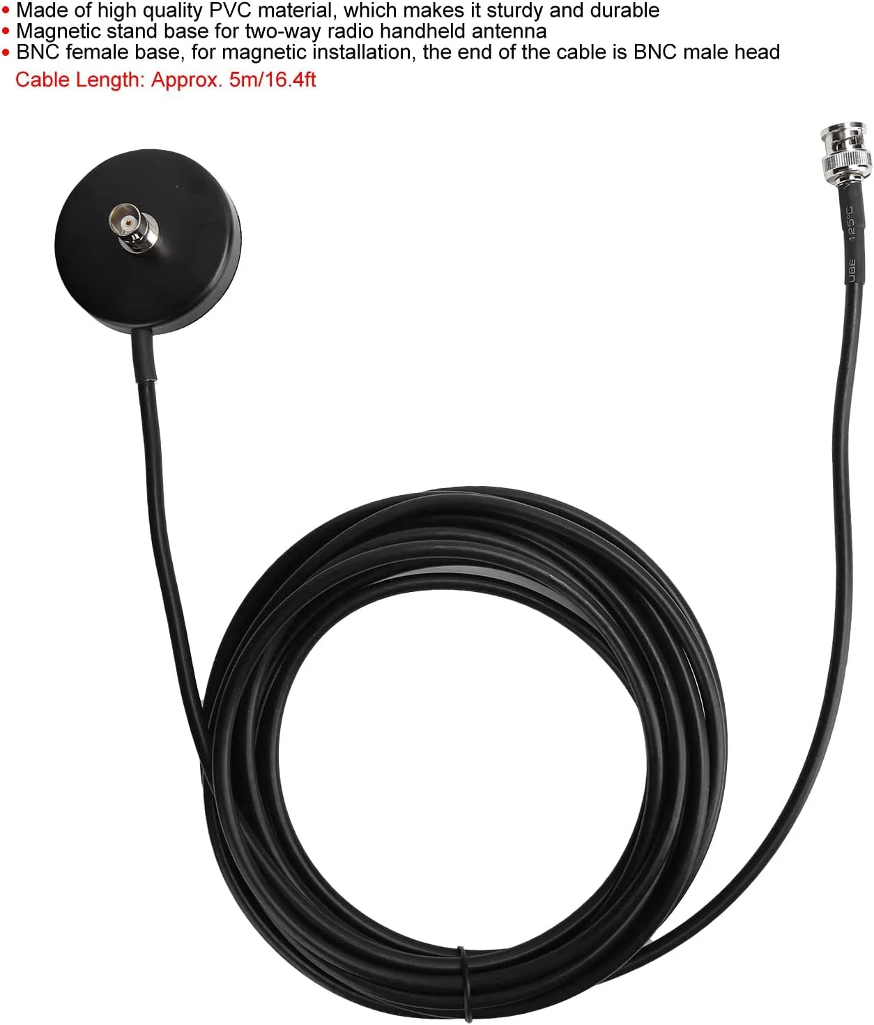 پایه آنتن با کابل، پایه کابل افزایش طول آنتن WT60، پایه نصب مغناطیسی با کابل BNC نر به BNC ماده برای آنتن قابل حمل