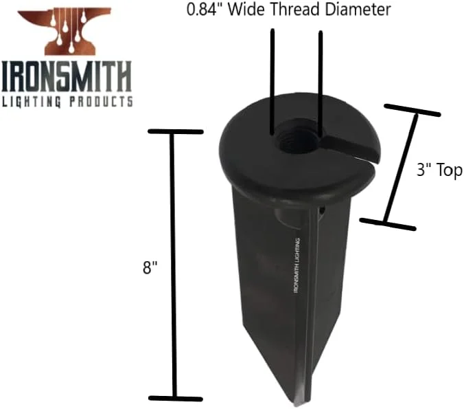 میخ زمینی 8 اینچی محصولات روشنایی Ironsmith با رزوه 1/2 اینچ NPT و مسیر سیم کشی جانبی برای نصب آسان | استفاده جهانی | ضد خوردگی | فقط نصب با میخ