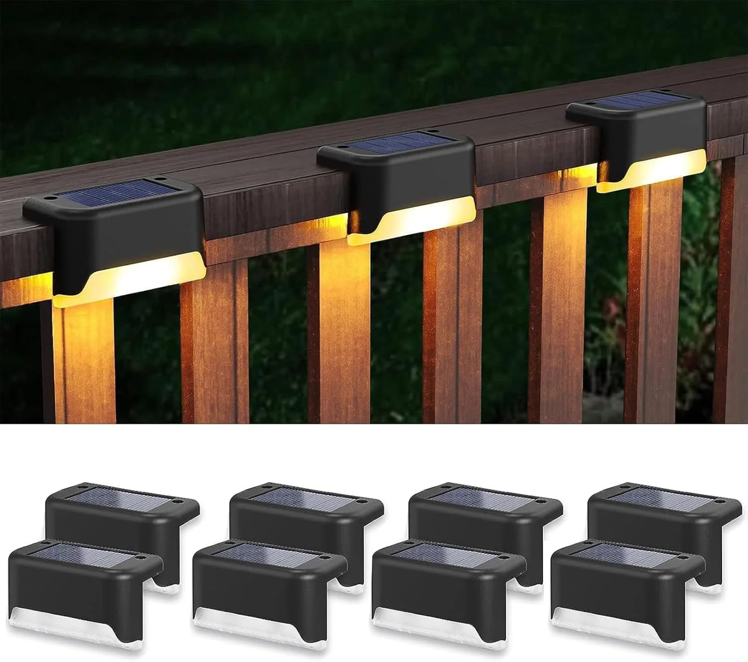 چراغ های خورشیدی پله ای (8 عددی)، چراغ های خورشیدی ضد آب LED برای پاسیو، راه پله، مسیر باغ، پله و نرده (8 عدد)