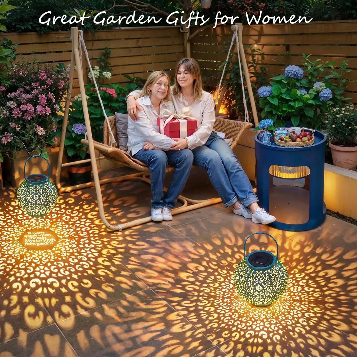 فانوس خورشیدی بزرگ Go2garden، چراغ های آویز فلزی تزئینی باغ، چراغ خورشیدی ضد آب برای میز، پاسیو، حیاط، تزئینات مهمانی (1 عدد، آبی فیروزه ای)