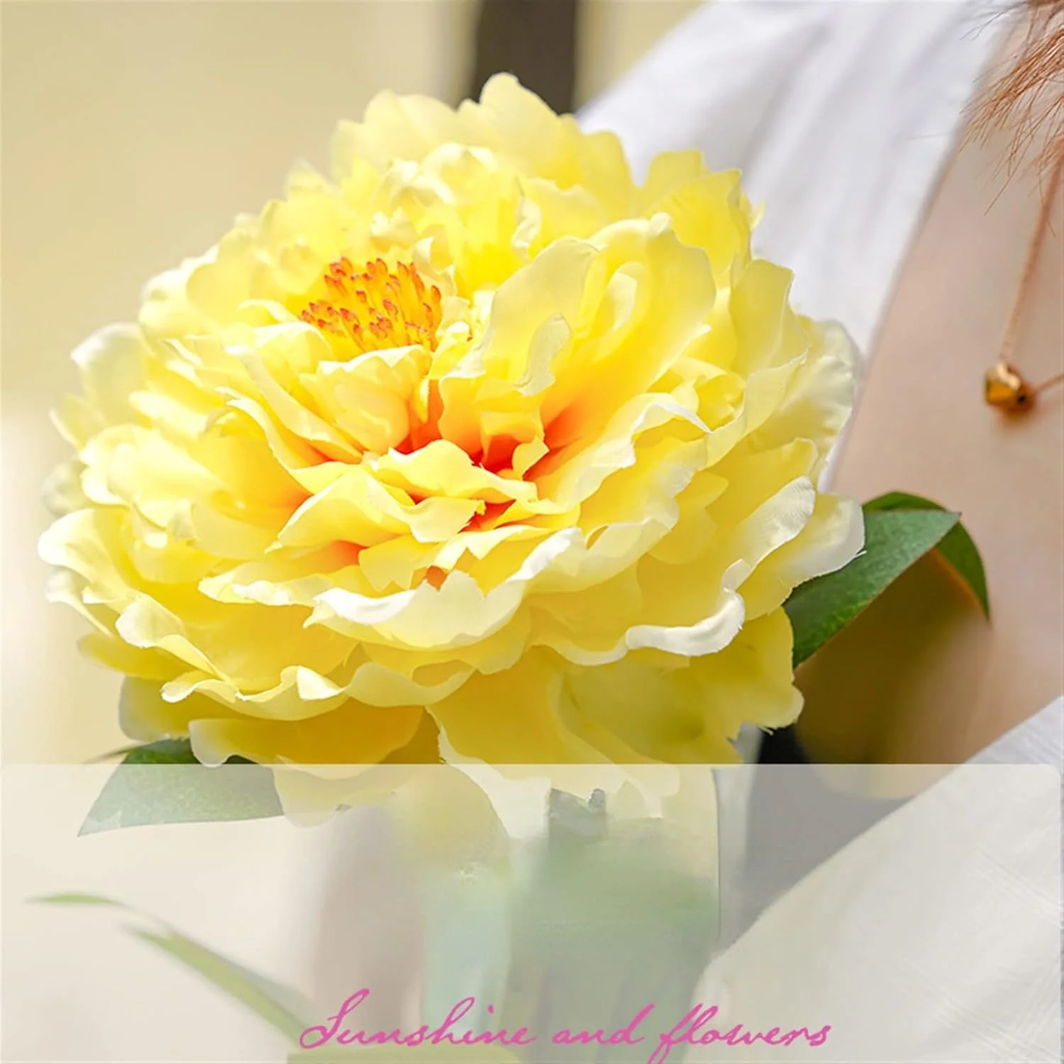 چراغ چمنی Gfvjhfhk طرح گل صد تومانی، فانوس خورشیدی ضد آب مناسب فضای باز، چراغ دکوراتیو چمن باغ، چراغ چمنی طرح گل صد تومانی