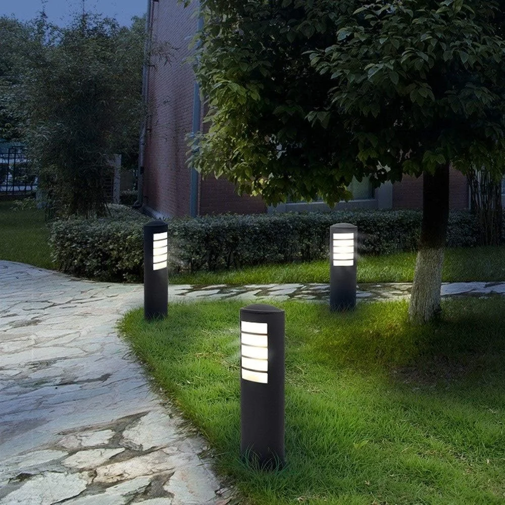 چراغ ستونی مدرن صنعتی ضد آب مناسب فضای باز، فانوس ستونی، رنگ خاکستری شنی، استوانه ای گرد، آلومینیومی، چراغ پایه بیرونی، روشنایی خیابان، چمن، محوطه سازی، سرپیچ E27