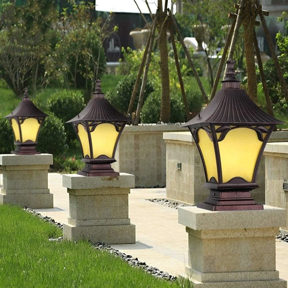 چراغ ستونی دروازه ای رترو آمریکایی FZYE، ضد آب IP44، دکور باغ در فضای باز، چراغ ستونی آلومینیومی ضد زنگ برای نورپردازی مسیرهای محوطه سازی