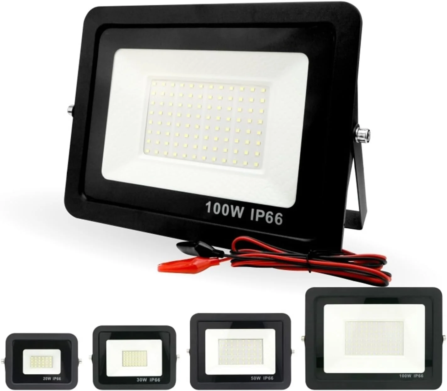 چراغ پروژکتور LED بیرونی 20W 30W 50W 100W، نورافکن ضد آب IP66، چراغ بازتابنده قابل حمل LED برای گاراژ، حیاط