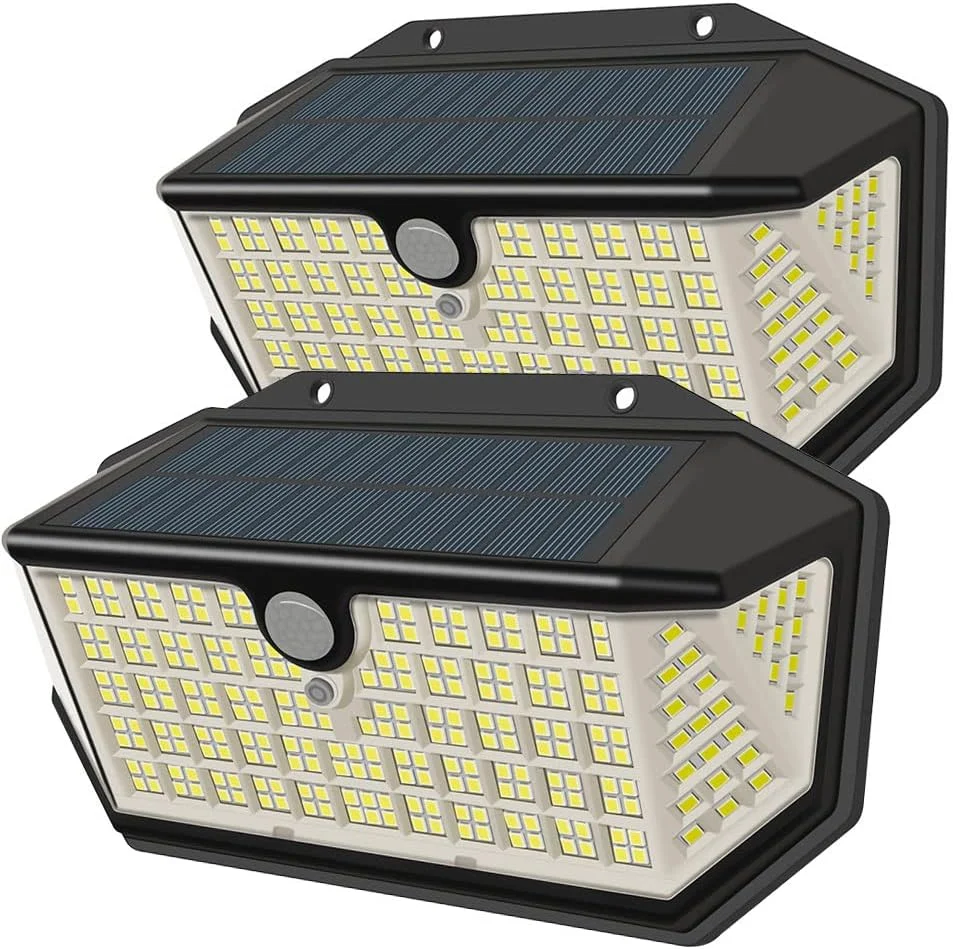 چراغ های خورشیدی فضای باز Funito با 120 LED، دارای بازتابنده نور و 3 حالت روشنایی، چراغ های امنیتی حسگر حرکتی، ضد آب IP65 با انرژی خورشیدی برای حیاط، پاسیو و باغ (2 عددی)