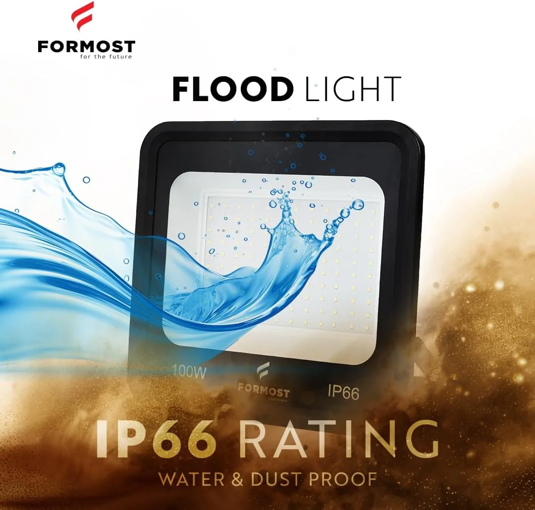 چراغ پروژکتور 30 وات FORMOST، ساخت هند - کیفیت ساخت عالی + دوام طولانی مدت تضمین شده، IP66، روشنایی امنیتی LED در فضای باز برای انبارها/ورودی ها/باغ ها (بسته 1 عددی)