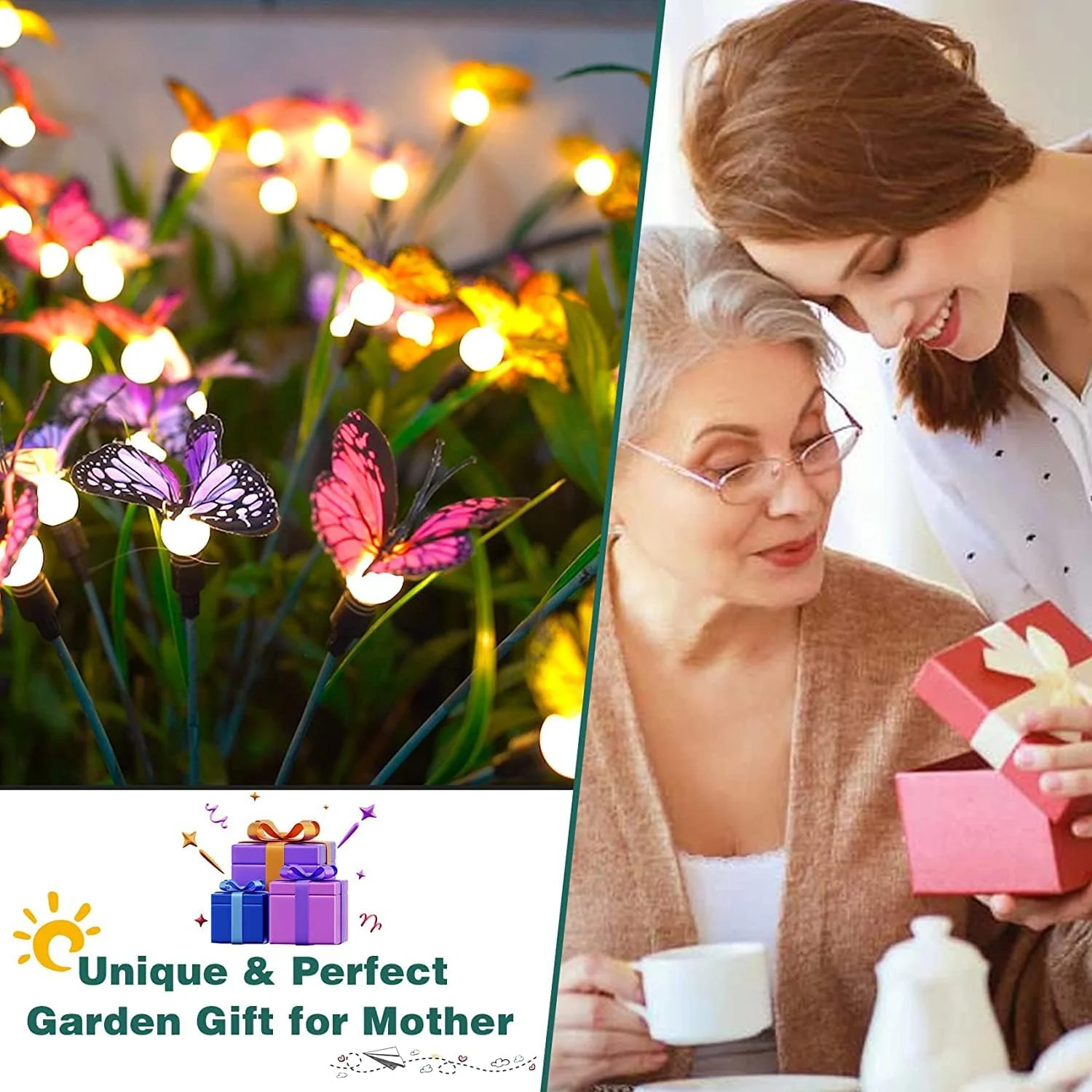 چراغ های خورشیدی باغچه Excefore، چراغ پروانه ای رقصان، رقص در باد، چراغ های خورشیدی فضای باز، تزئین مسیر حیاط و پاسیو، سیم آهنی با انعطاف پذیری بالا و پروانه های واقعی (2 عدد)