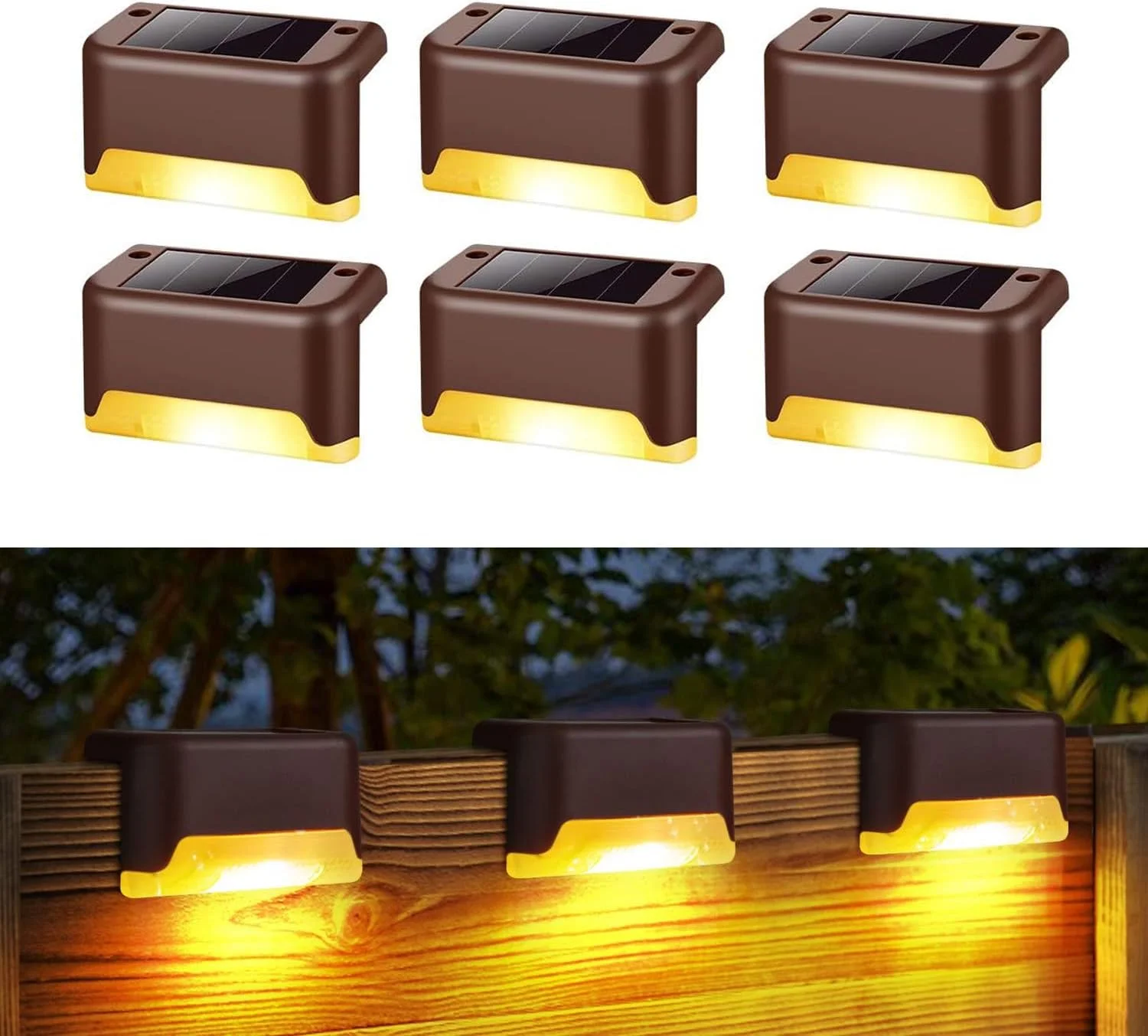 چراغ های خورشیدی نرده Excefore، چراغ های LED عرشه ضد آب، چراغ های خورشیدی فضای باز، چراغ های عرشه خورشیدی برای باغ، پاسیو، پیاده رو، پله های استخر و مسیر (سفید گرم)