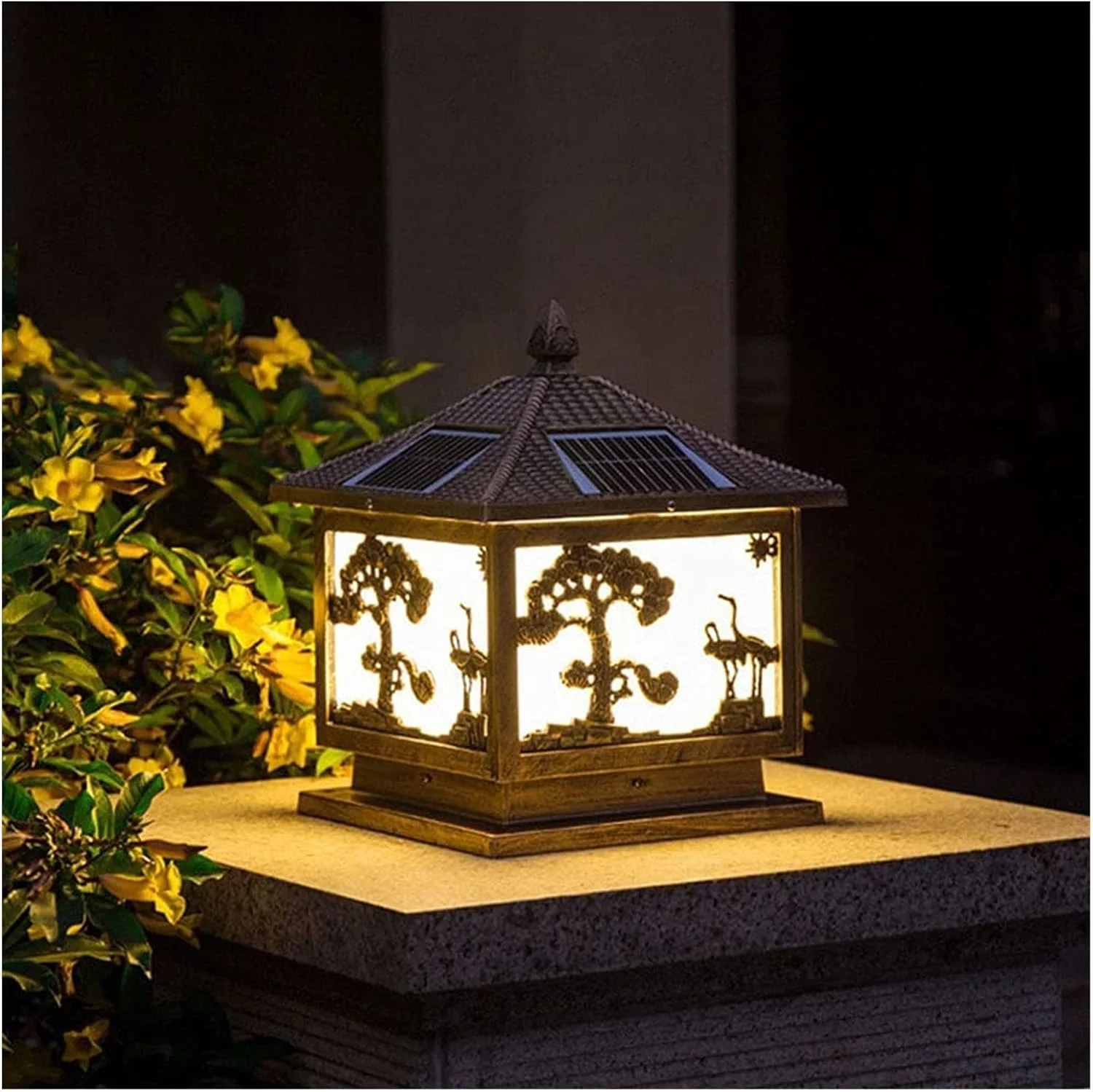 چراغ حیاطی ضد آب IP65، چراغ ستونی بیرونی، محصولات روشنایی فضای باز، چراغ های پایه ای، چراغ ستونی ایوان برای تزئین حیاط باغ (25 * 25 * 33 سانتی متر)
