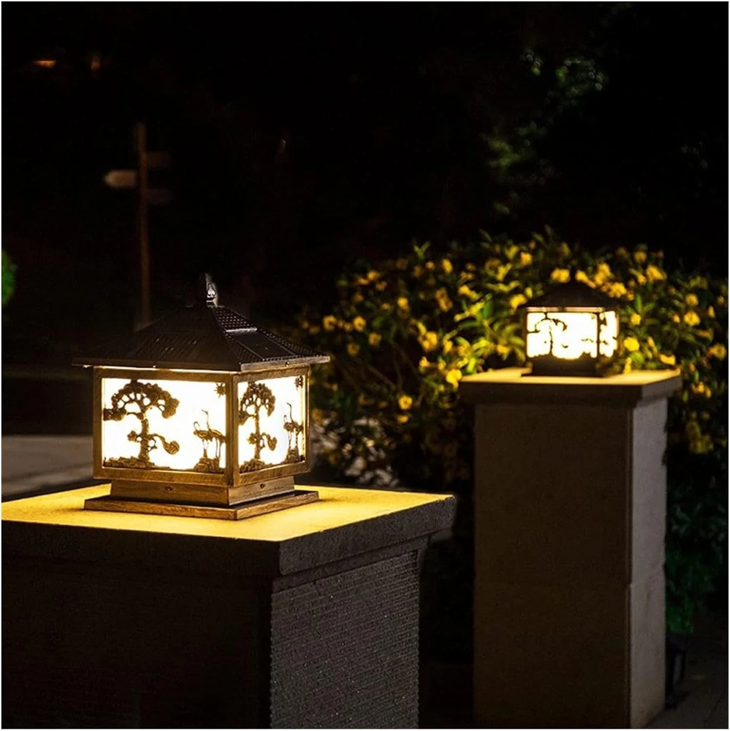 چراغ حیاطی ضد آب IP65، چراغ ستونی بیرونی، محصولات روشنایی فضای باز، چراغ های پایه ای، چراغ ستونی ایوان برای تزئین حیاط باغ (25 * 25 * 33 سانتی متر)
