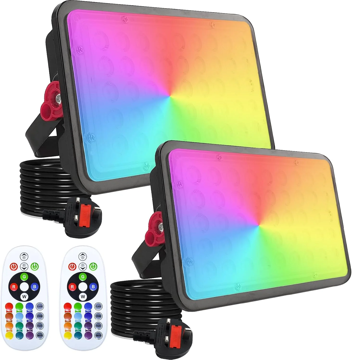 دو بسته چراغ سیل‌آسا 100 وات RGB، چراغ سیل‌آسا تغییر رنگ RGB، چراغ سیل‌آسا هوشمند RGB با ریموت کنترل، برای نورپردازی صحنه، جشن تولد، پوستر، دیسکو، KTV، مهمانی، باشگاه، عروسی