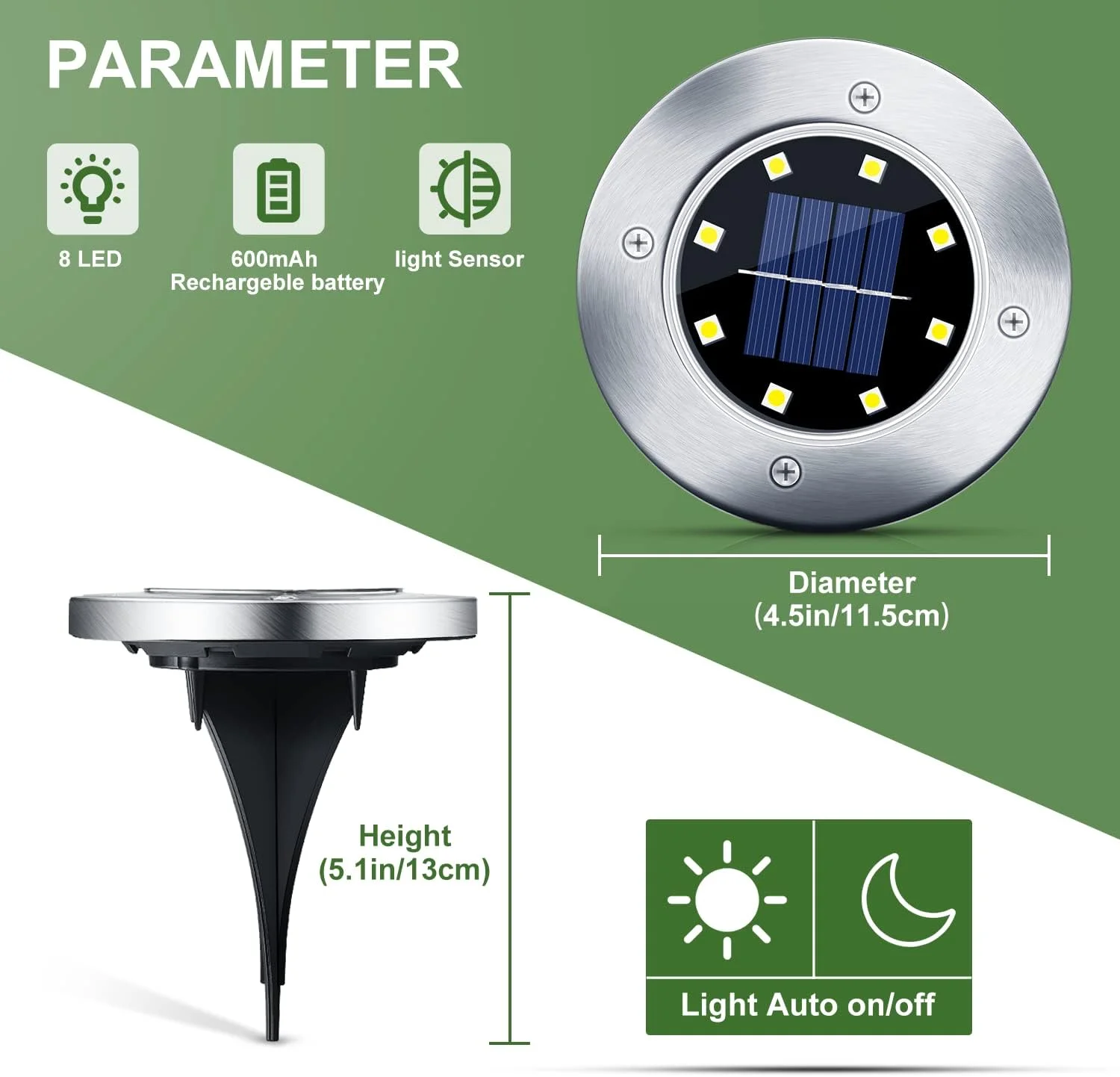 چراغ های خورشیدی کف زمین Boadw، بسته 10 عددی چراغ باغ خورشیدی LED IP65 چراغ باغ خورشیدی ضد آب سفید یخی