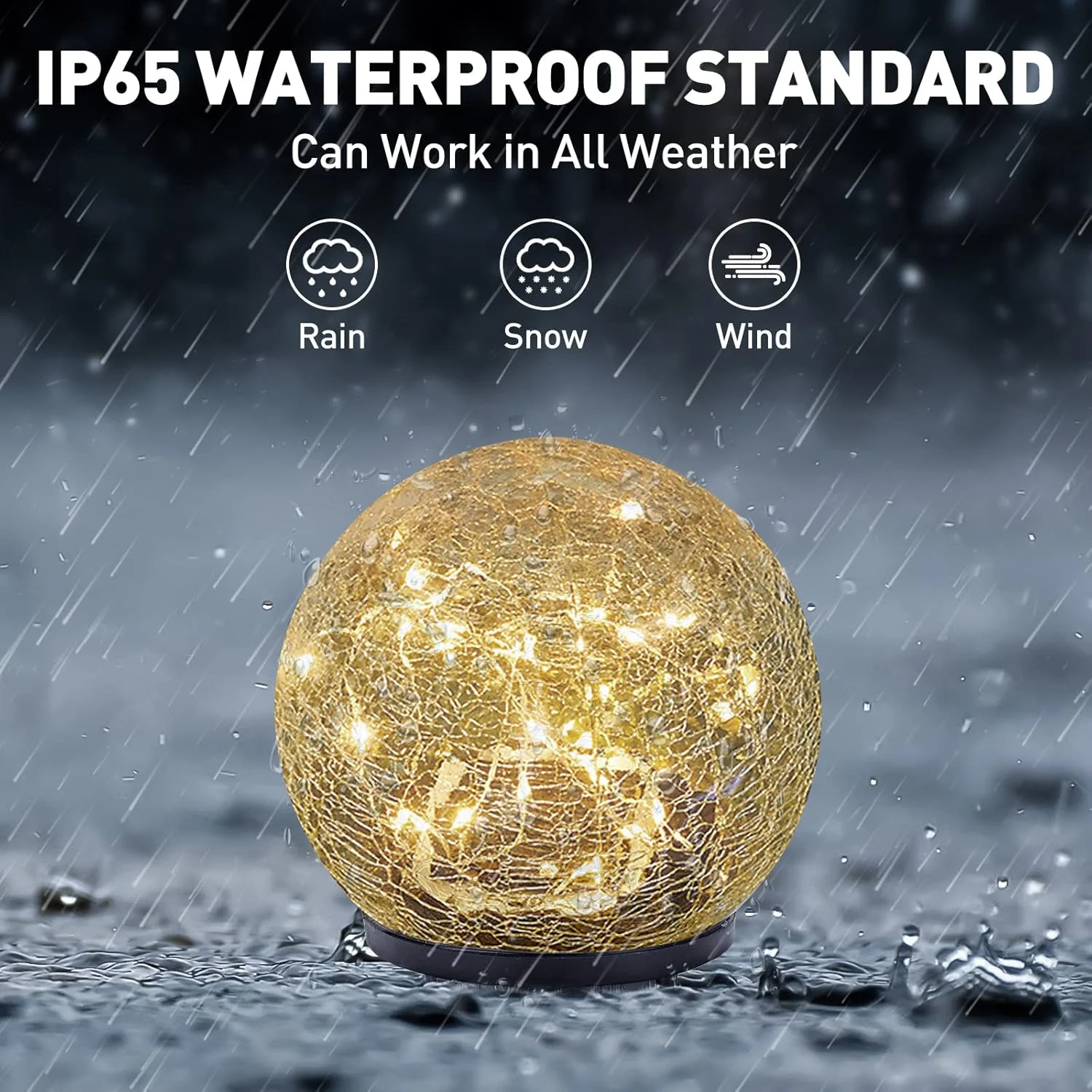 چراغ های خورشیدی باغچه Bannad، توپ شیشه ای مات LED سفید گرم ضد آب برای دکوراسیون فضای باز، مسیر، پاسیو، حیاط، چمن، 1 عدد (4.7 اینچ)