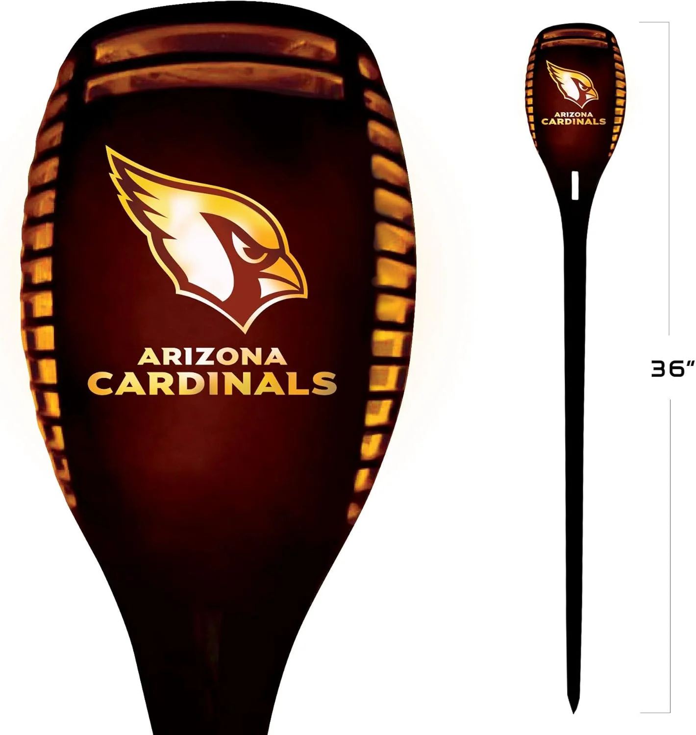 چراغ مشعل LED طرح NFL آریزونا کاردینالز با ارتفاع 91 سانتی متر - شبیه ساز شعله های سوسوزننده - روشن و خاموش شدن خودکار - دکوراسیون نورپردازی ضد آب فضای باز - چراغ امنیتی برای پاسیو، حیاط و راهرو