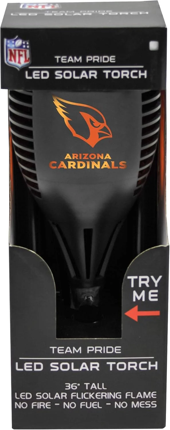 چراغ مشعل LED طرح NFL آریزونا کاردینالز با ارتفاع 91 سانتی متر - شبیه ساز شعله های سوسوزننده - روشن و خاموش شدن خودکار - دکوراسیون نورپردازی ضد آب فضای باز - چراغ امنیتی برای پاسیو، حیاط و راهرو