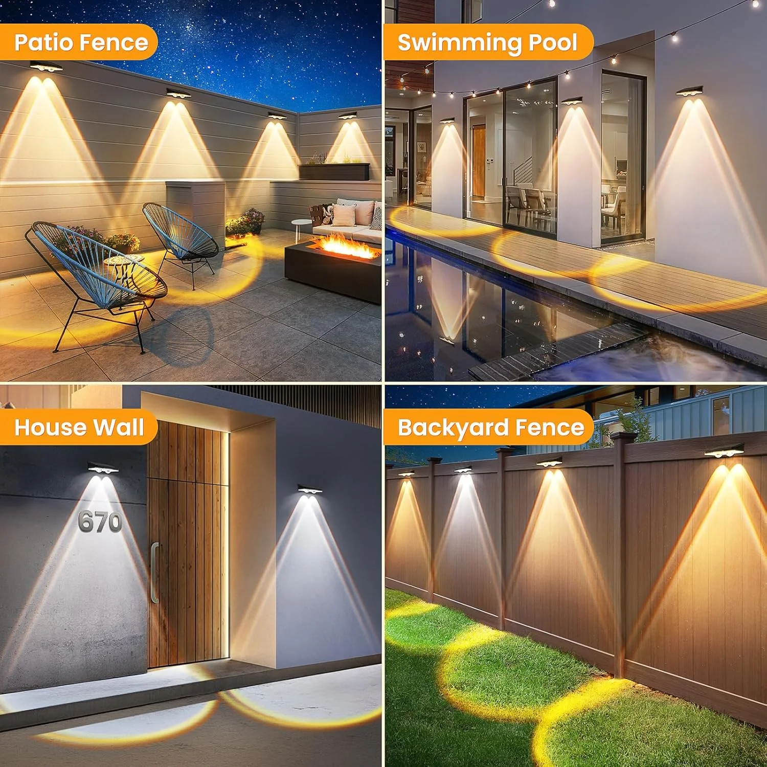 چراغ های خورشیدی حصار APILAB، بسته 8 عددی - 3 حالت (سفید گرم/خنثی/سرد)، چراغ های خورشیدی برای فضای باز، ضد آب IP65، نورپردازی عرشه برای دیوار، پله، پاسیو، مسیر، راه پله