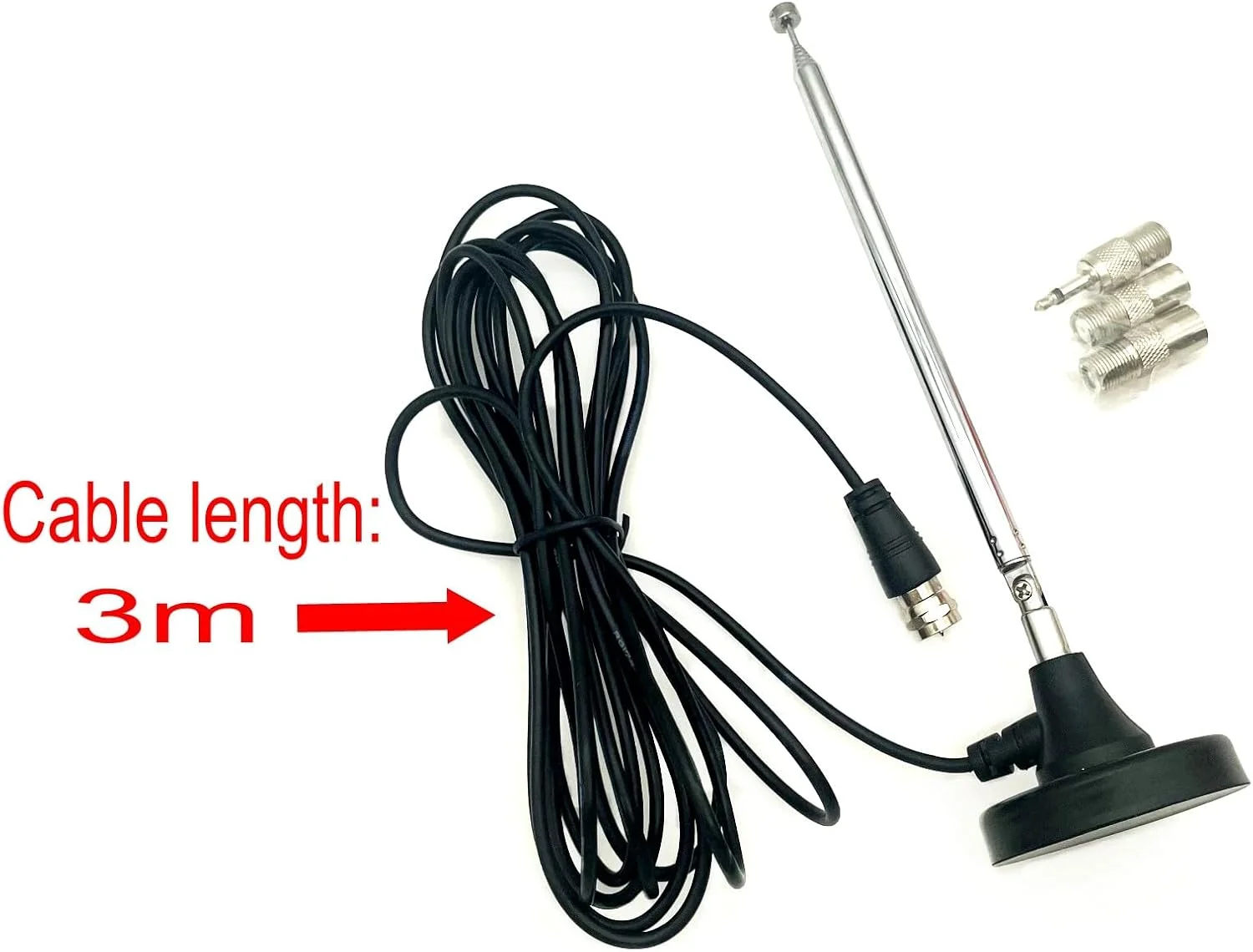 آنتن رادیویی JZK DAB FM، آنتن تلسکوپی دیجیتال داخلی 75 اهم با پایه مغناطیسی، کابل افزایش طول 3 متری، برای سیستم سینمای خانگی استریو تیونر