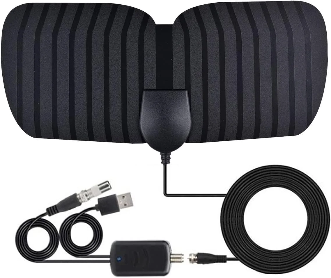 آنتن داخلی با تصویر ظریف، دریافت سیگنال پایدار، تراشه هوشمند 3600 مایل 4K HDTV DVB-T2 آنتن جعبه تلویزیون هوشمند برای اتاق نشیمن - مشکی