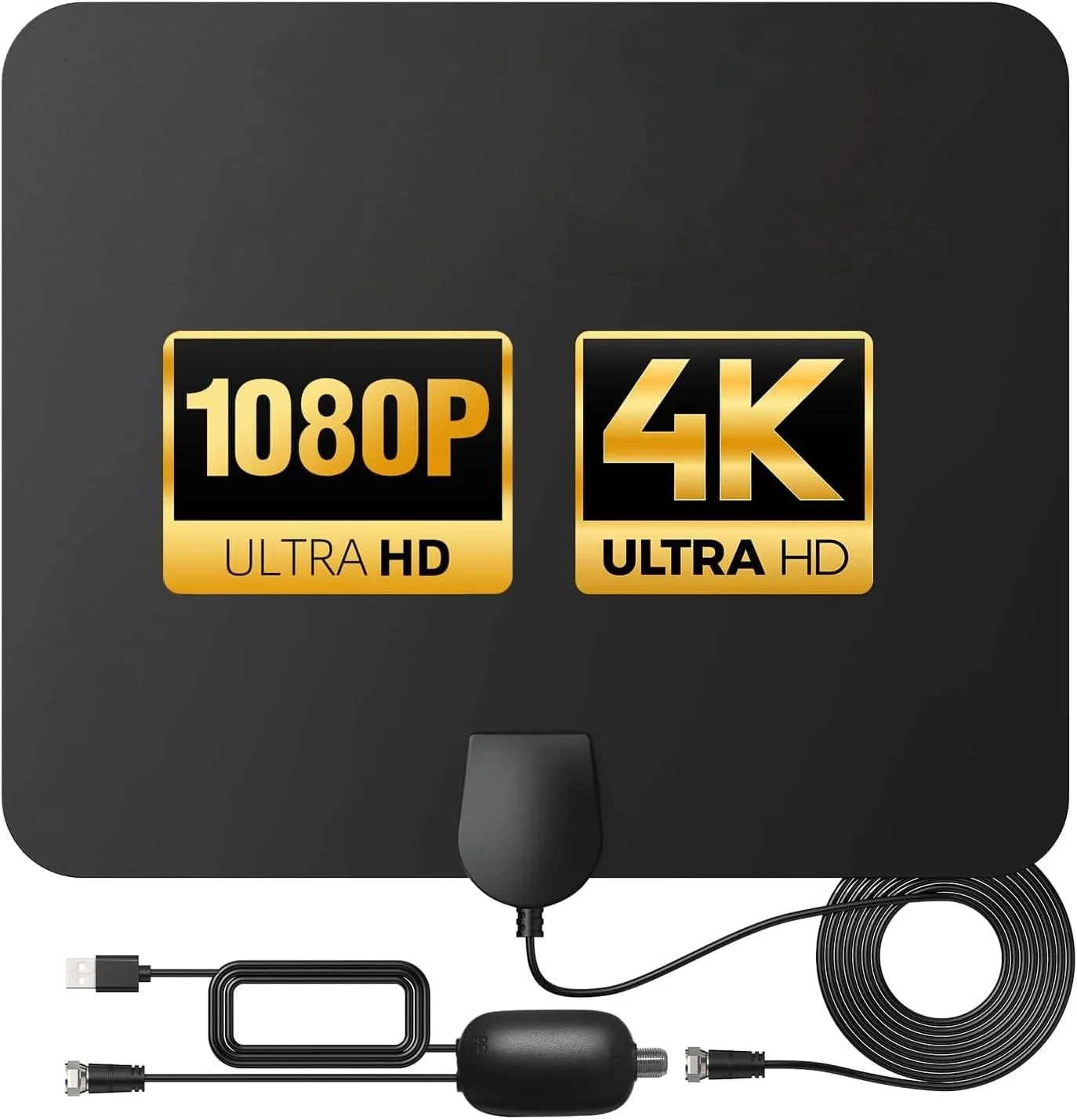 آنتن تلویزیون داخلی با برد 900 مایل – دریافت سیگنال 4K، 1080p HD با تقویت کننده سیگنال و کابل کواکسیال 16 فوتی برای تلویزیون های هوشمند، نصب آسان برای کانال های محلی