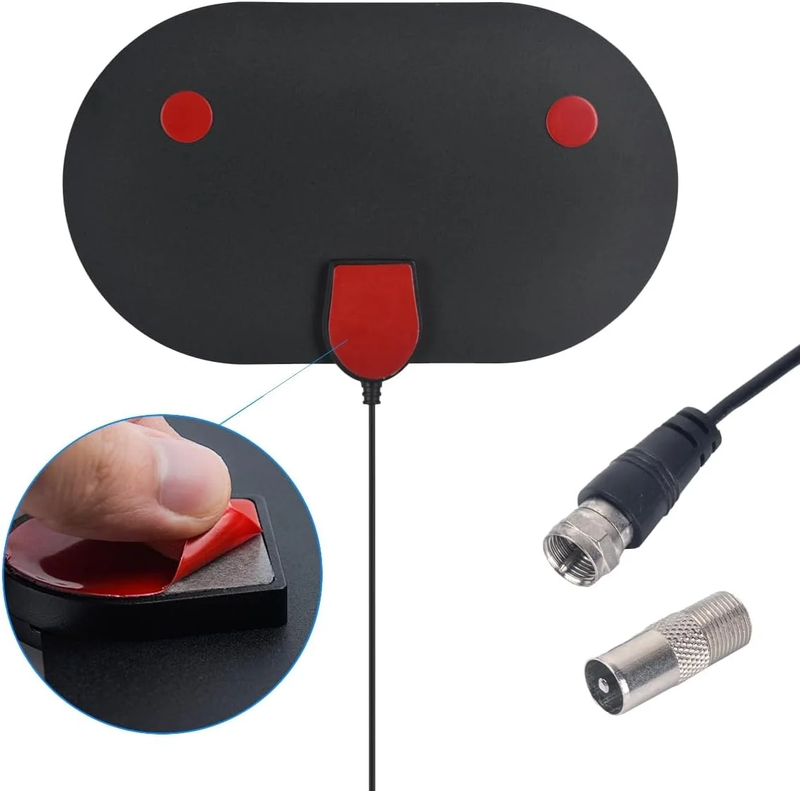 آنتن تلویزیون داخلی با آداپتور F-Type – محدوده پوشش بیش از 50 مایل، آنتن HDTV Freeview، پشتیبانی از 4K/1080P، دریافت کانال های محلی با کابل کواکسیال 3 متری