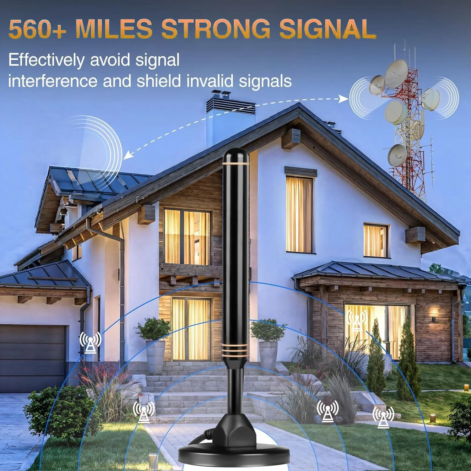 آنتن DVB-T/DVB-T2، نسخه بهبود یافته 2025، آنتن داخلی DVB-T و DVB-T2 با تقویت کننده، مناسب برای 4K 1080p و تمام دستگاه های تلویزیون، با پایه مغناطیسی و کابل 5 متری برای نصب آسان