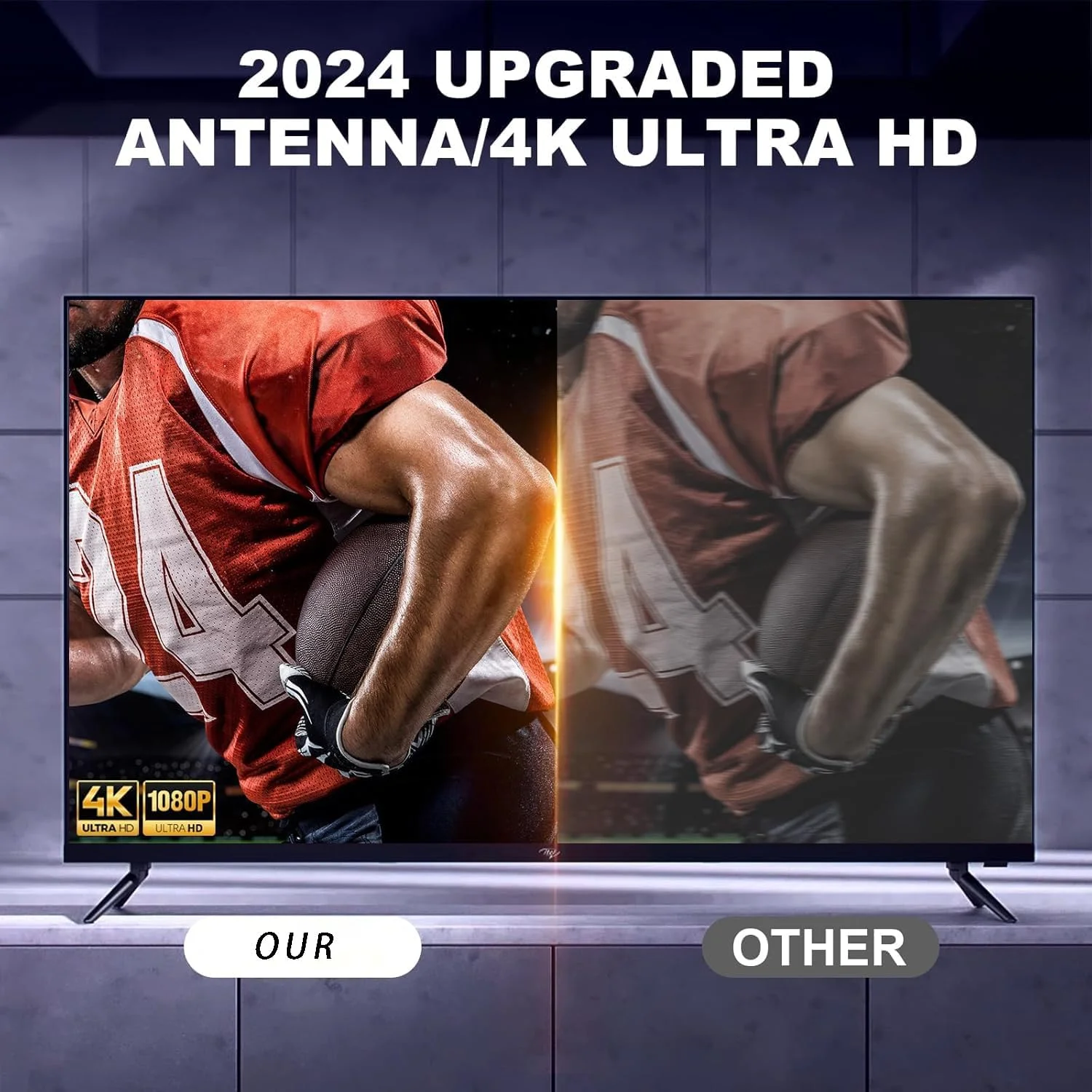 آنتن تلویزیون داخلی با برد 900 مایل – دریافت سیگنال 4K، 1080p HD با تقویت کننده سیگنال و کابل کواکسیال 16 فوتی برای تلویزیون های هوشمند، نصب آسان برای کانال های محلی