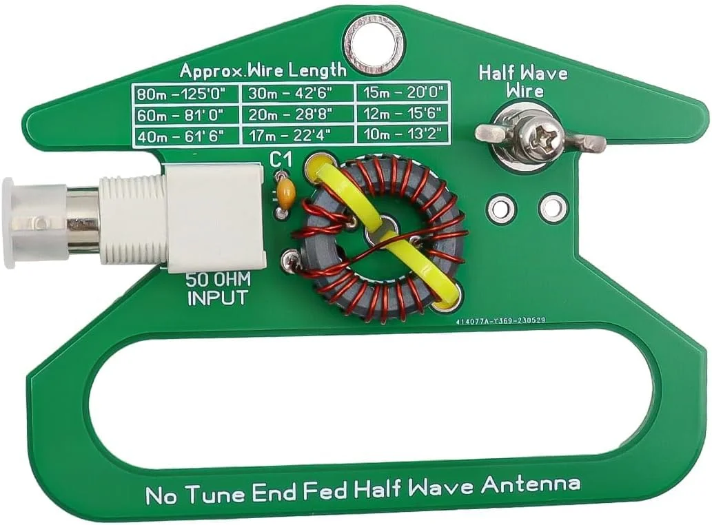 آنتن نیم موج تغذیه انتهایی قابل حمل بدون نیاز به تنظیم 49:1، آنتن موج کوتاه بدون نیاز به تنظیم 5 تا 35 مگاهرتز برای کار بدون تیونر