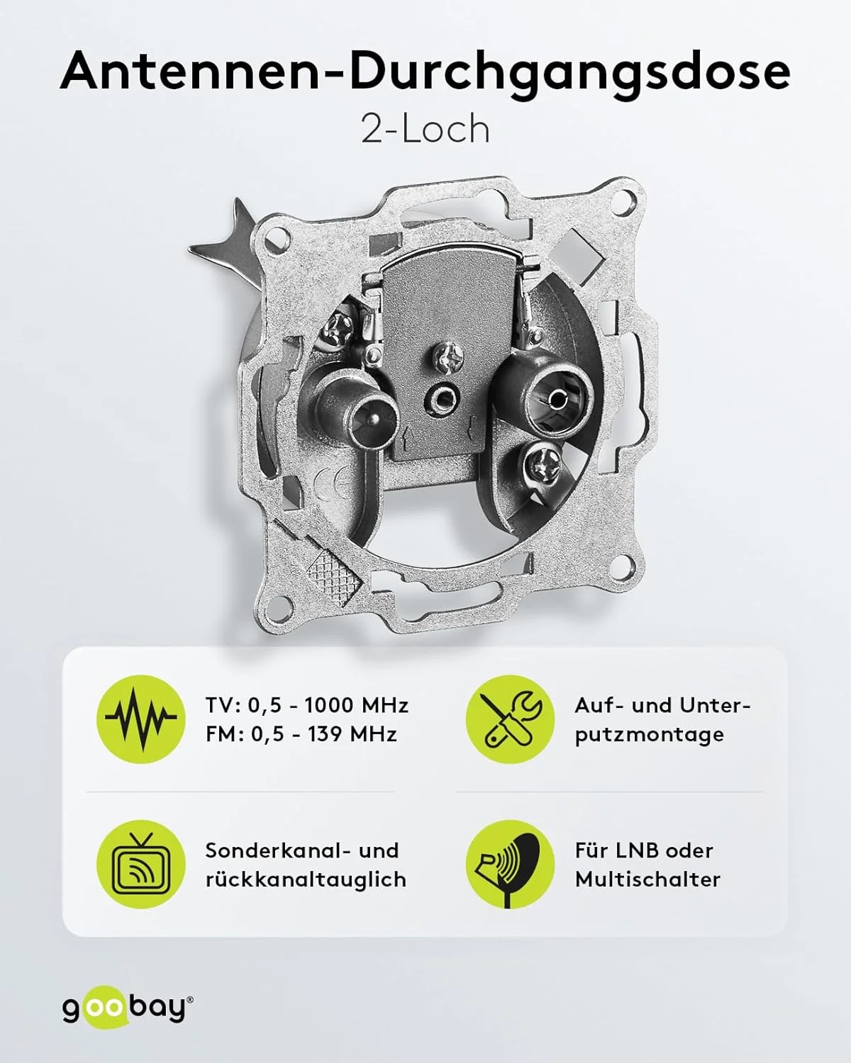 پریز آنتن دیواری دو طرفه Goobay 67044، افت 10 دسی بل