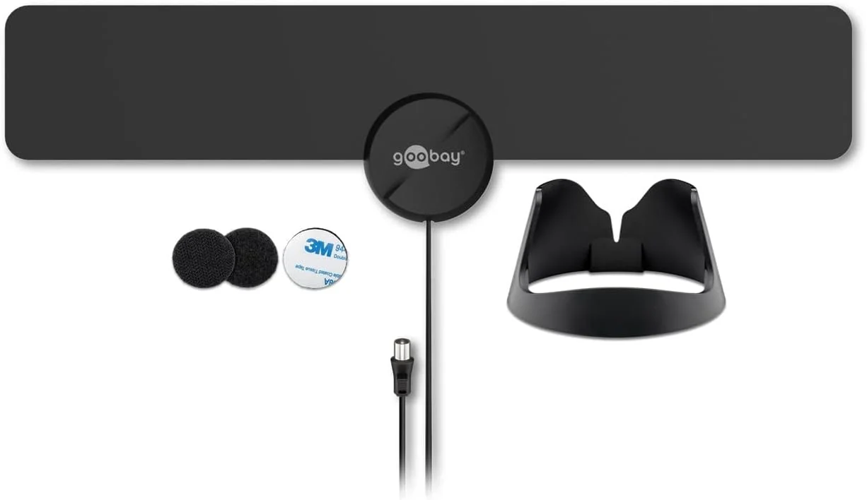 آنتن داخلی فوق باریک فول اچ دی DVB-T2 گوبای مدل 67183 با جعبه فیلتر LTE/4G - مشکی