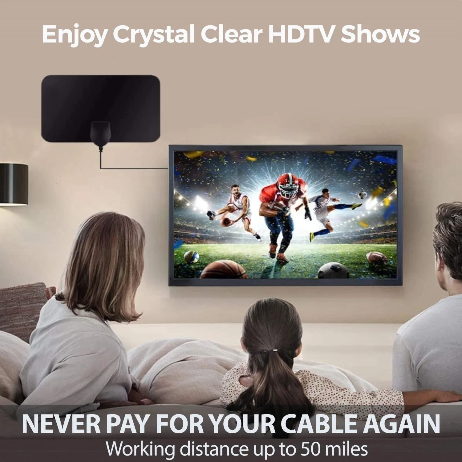 آنتن تلویزیون داخلی گلوبال تک – آنتن دیجیتال تلویزیون با برد 80 کیلومتر، آنتن داخلی HD برای کانال‌های رایگان – آنتن‌های تلویزیون فوق‌العاده نازک برای سیگنال قوی‌تر با کابل بلند 4 متری – پشتیبانی از 4K 1080P HDTV