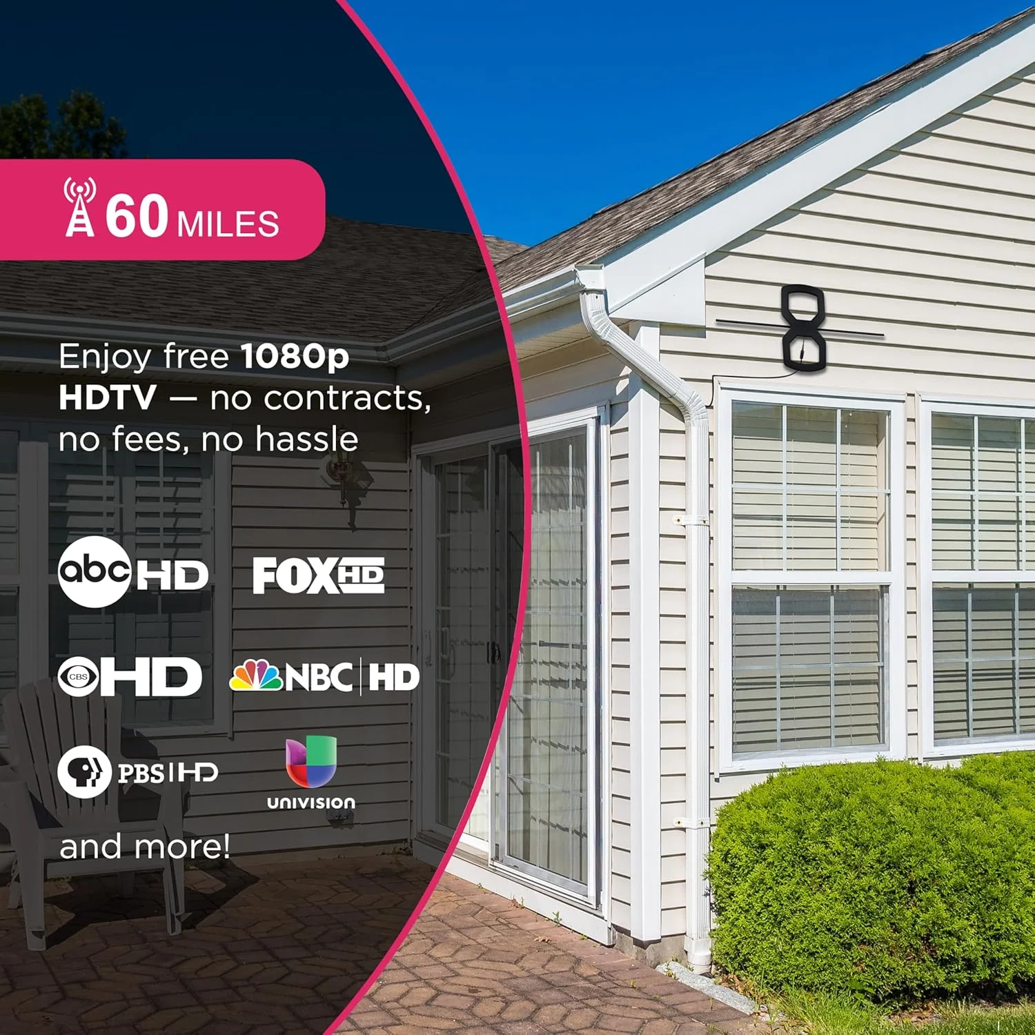 آنتن HD بیرونی GE UltraPro OptimaMax، برد 96 کیلومتر، 4K/8K Ultra HD، آماده برای NEXTGEN TV، مقاوم در برابر آب و هوا، نصب در فضای باز یا اتاق زیر شیروانی، کانال های محلی رایگان، مدل 81839