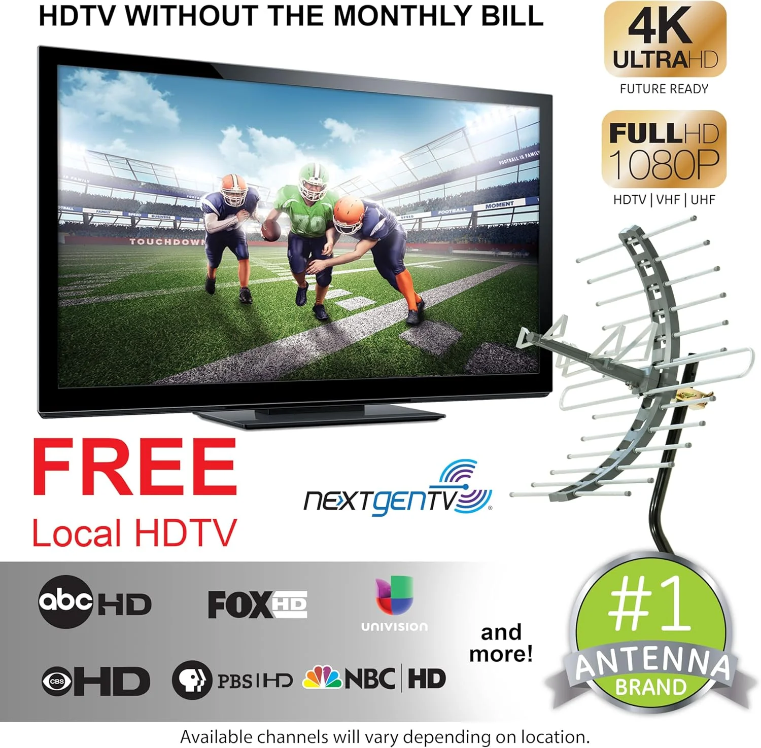 آنتن تلویزیون فضای باز GE Pro، آنتن دوربرد، آنتن دیجیتال HDTV 4K 1080P VHF UHF، شامل پایه J، مقاوم در برابر آب و هوا، قابل نصب در فضای داخلی اتاق زیر شیروانی، 29884 آنتن تلویزیون فضای باز GE Pro، آنتن دوربرد، آنتن دیجیتال HDTV 4K 1080P VHF UHF، شامل پایه J، مقاوم در برابر آب و هوا، قابل نصب در فضای داخلی اتاق زیر شیروانی، 29884