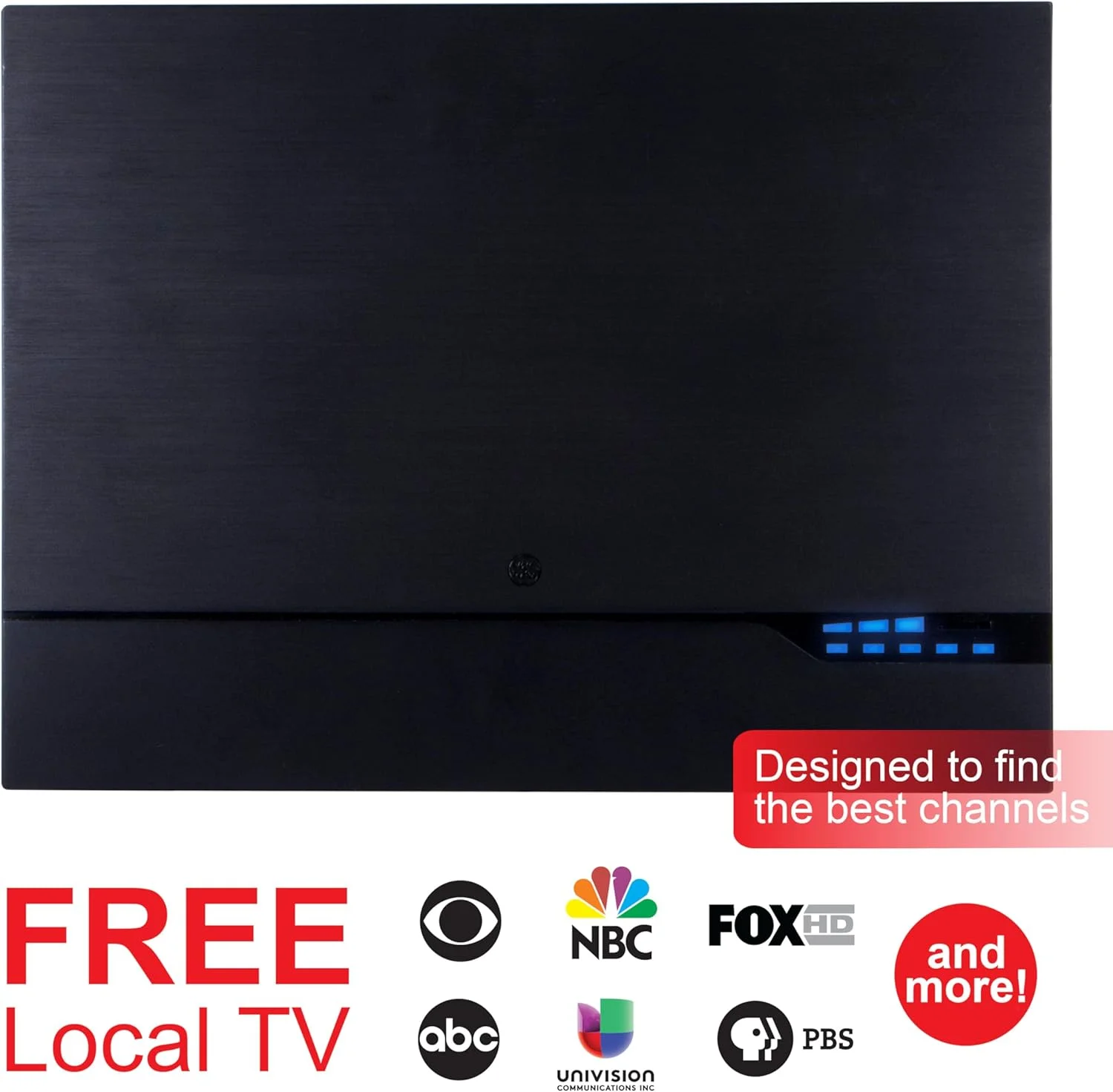 آنتن تلویزیون داخلی HD تقویت شده دیجیتال GE، تقویت کننده سیگنال تقویت شده از کانال های تلویزیونی 4K 1080P UHF VHF HDTV پشتیبانی می کند، کابل کواکسیال 10 فوت، 40529