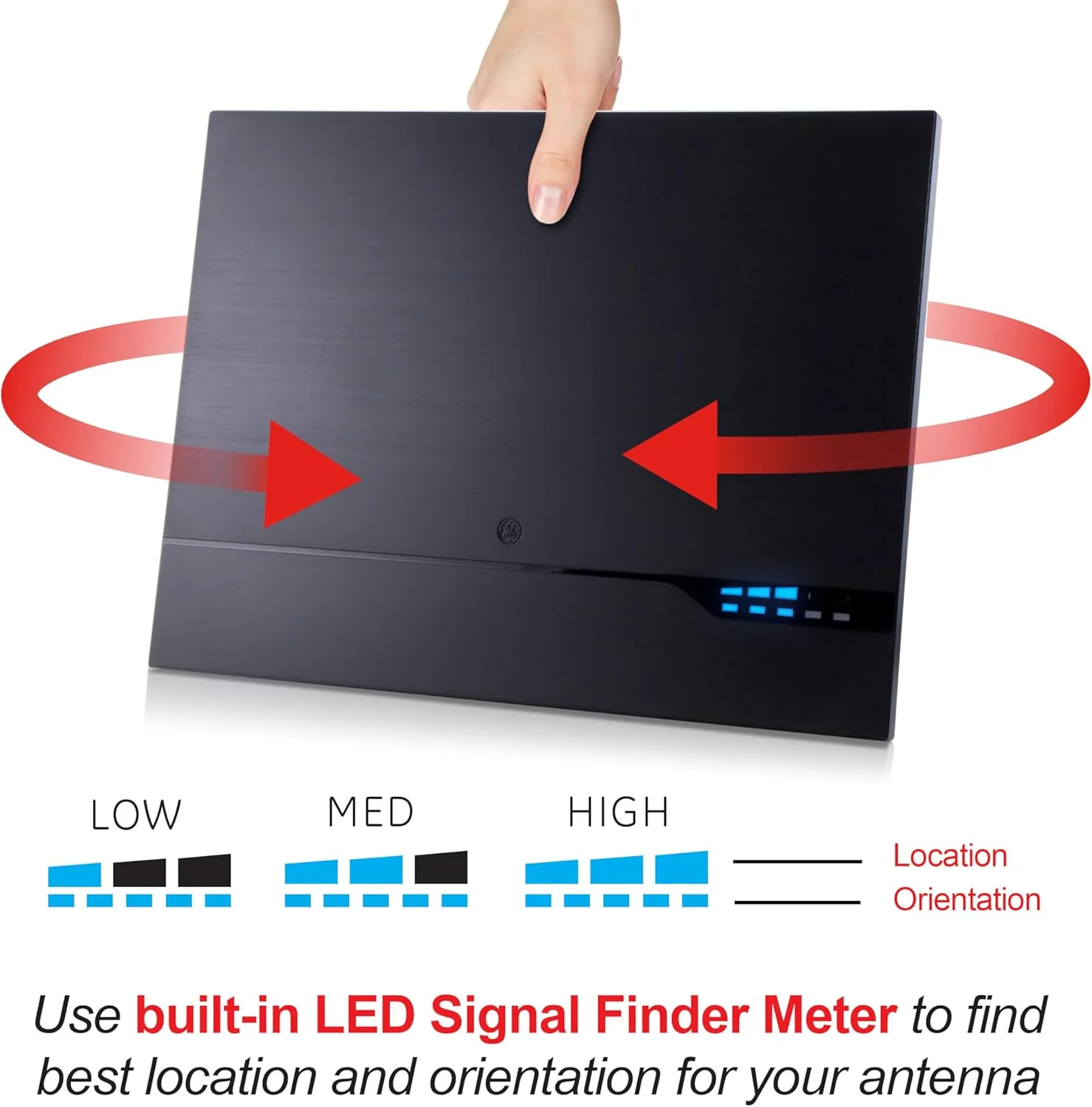آنتن تلویزیون داخلی HD تقویت شده دیجیتال GE، تقویت کننده سیگنال تقویت شده از کانال های تلویزیونی 4K 1080P UHF VHF HDTV پشتیبانی می کند، کابل کواکسیال 10 فوت، 40529