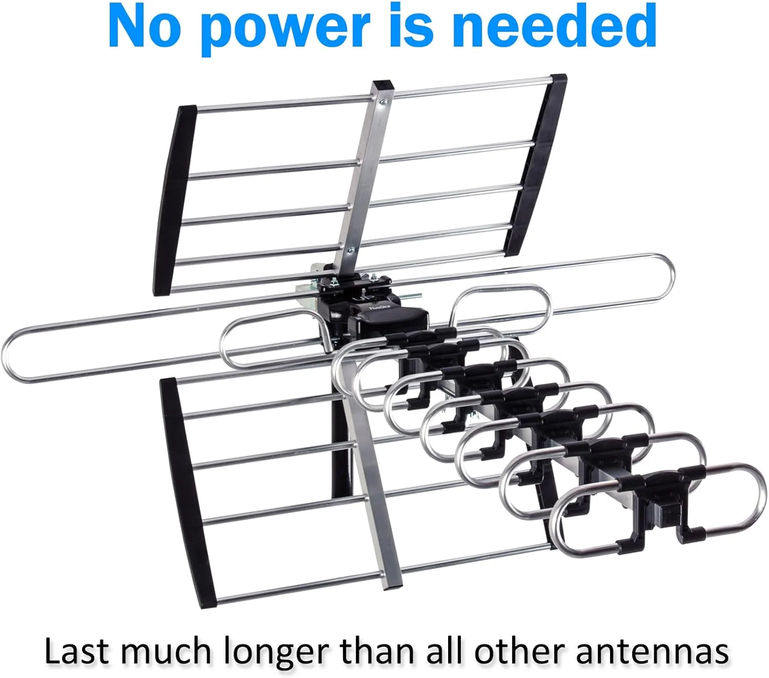 آنتن تلویزیون HD پنج ستاره مناسب فضای باز با برد طولانی تا 320 کیلومتر، آنتن تلویزیون قابل نصب در اتاق زیر شیروانی یا روی سقف، آنتن دیجیتال OTA با برد طولانی برای 4K 1080P VHF UHF به همراه پایه J و کابل کواکسیال RG6 به طول 12 متر