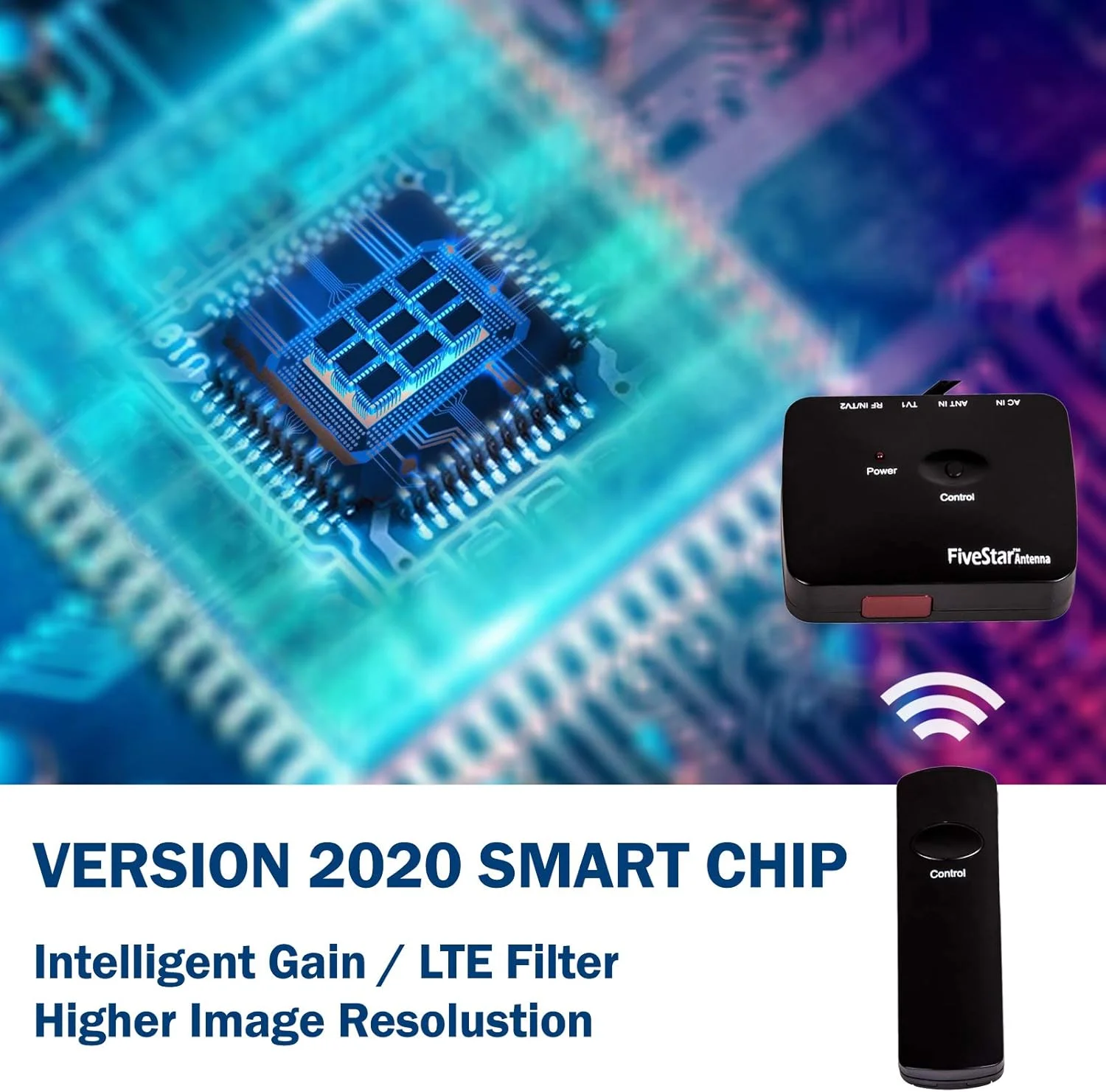 آنتن HDTV پنج ستاره [جدیدترین مدل 2020] آنتن دیجیتال تقویت شده خارجی با برد 150 مایل، چرخش 360 درجه با ریموت کنترل بی سیم، به همراه کیت نصب کابل کواکسیال RG6 به طول 40 فوت و میله نصب، مناسب برای 5 تلویزیون