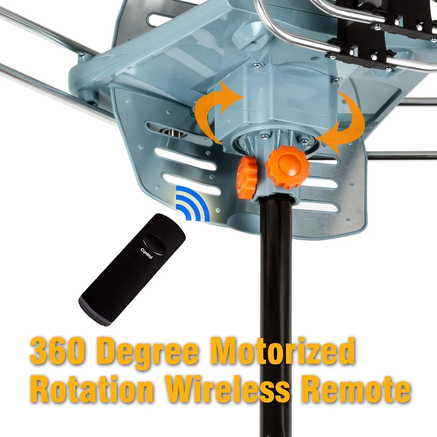 آنتن HDTV دیجیتال تقویت شده فضای باز Five Star با برد 800 فوت، کنترل از راه دور بی سیم، چرخش 360 درجه، کابل کواکسیال 30 متری RG6 و تجهیزات نصب برای 5 تلویزیون آنتن HDTV دیجیتال تقویت شده فضای باز Five Star با برد 800 فوت، کنترل از راه دور بی سیم، چرخش 360 درجه، کابل کواکسیال 30 متری RG6 و تجهیزات نصب برای 5 تلویزیون